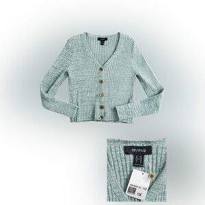 Forever 21 Ribbed Knit Cardigan in Light Green